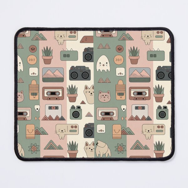 Item preview, Cute Retro Cat Camera Cassette Seamless Pattern - Pastel Nostalgia Repeat designed and sold by Midnight Veil Designs.