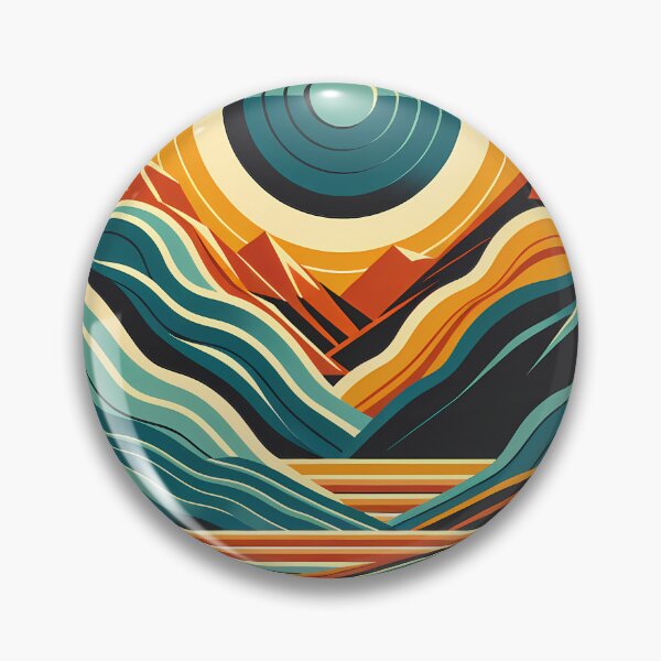 Item preview, Geometric Sun and Mountains Landscape designed and sold by InkSmithery.