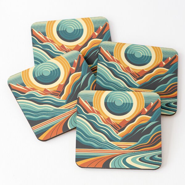 Item preview, Geometric Sun and Mountains Landscape designed and sold by InkSmithery.