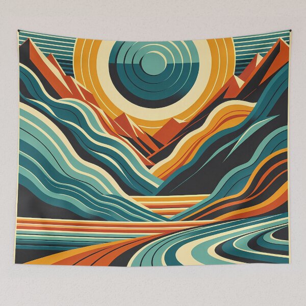 Item preview, Geometric Sun and Mountains Landscape designed and sold by InkSmithery.