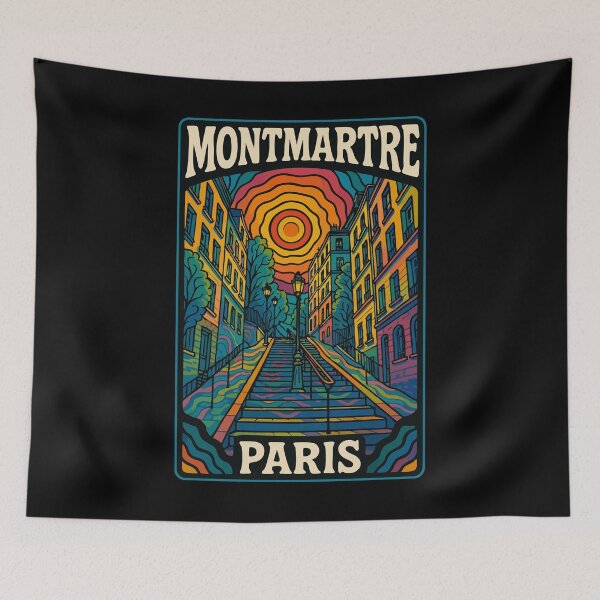 Item preview, Montmartre Paris Europe Colorful Trippy Art Travel designed and sold by TomFrontierArt.