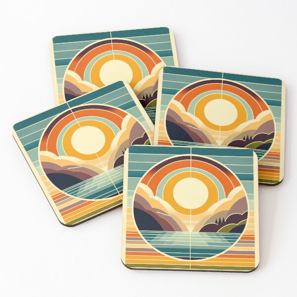 Item preview, Sol geométrico sobre lago de montaña designed and sold by InkSmithery.
