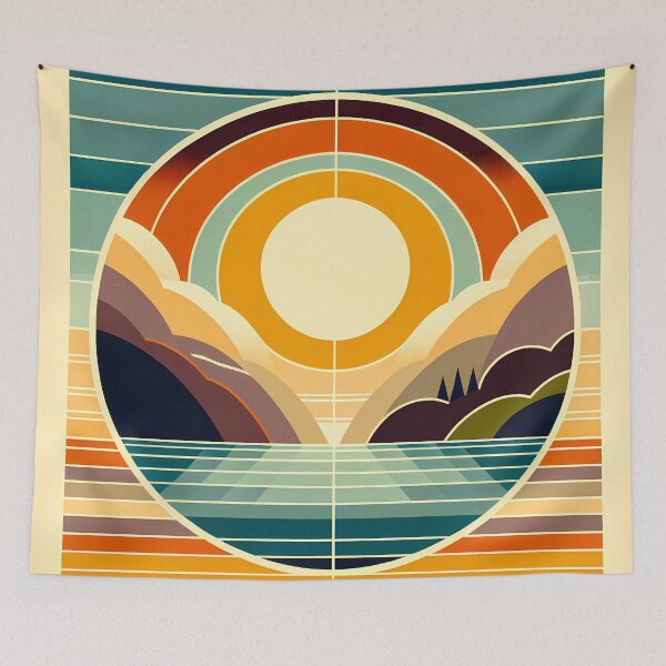 Item preview, Geometric Sun Over Mountain Lake designed and sold by InkSmithery.