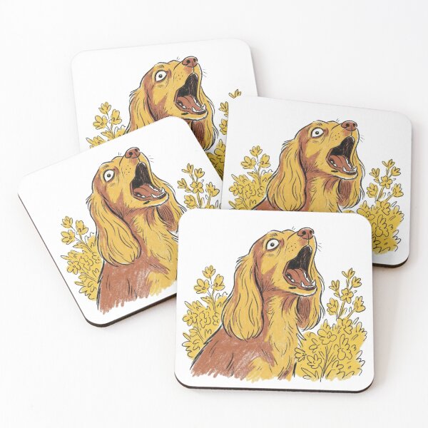 Item preview, Vintage Howling Spaniel Dog and Wildflowers designed and sold by Flying Doggo.
