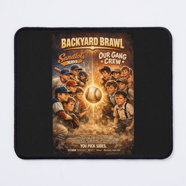 Item preview, Backyard Brawl: Sandlot Kids vs Our Gang Crew Poster Vintage Baseball Movie Parody Tee designed and sold by GhostDawgs.