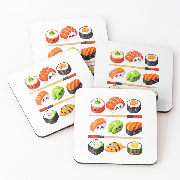 Item preview, Cute Kawaii Sushi Set Japanese Food Cartoon designed and sold by titanlevi.