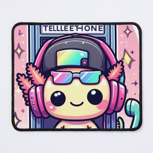 Item preview, Kawaii Axolotl Astronaut in Phone Booth – Cute Hip Hop Space Cartoon designed and sold by Mitaudesign.