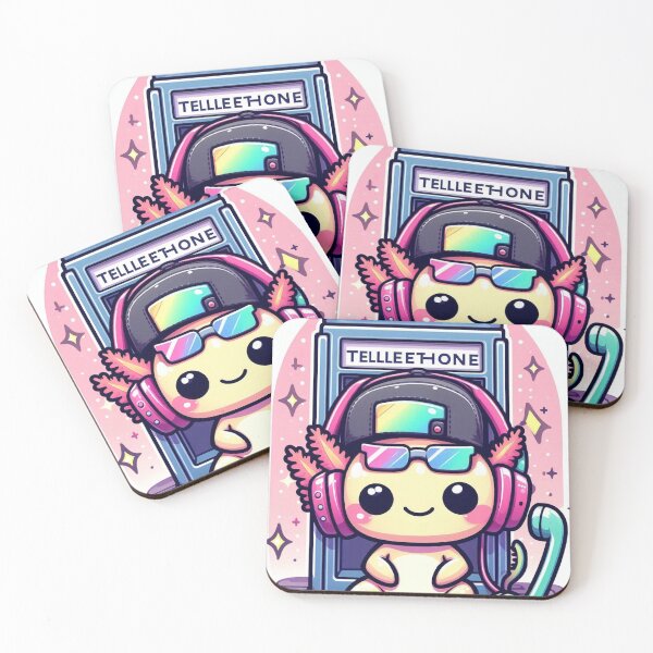 Item preview, Kawaii Axolotl Astronaut in Phone Booth – Cute Hip Hop Space Cartoon designed and sold by Mitaudesign.