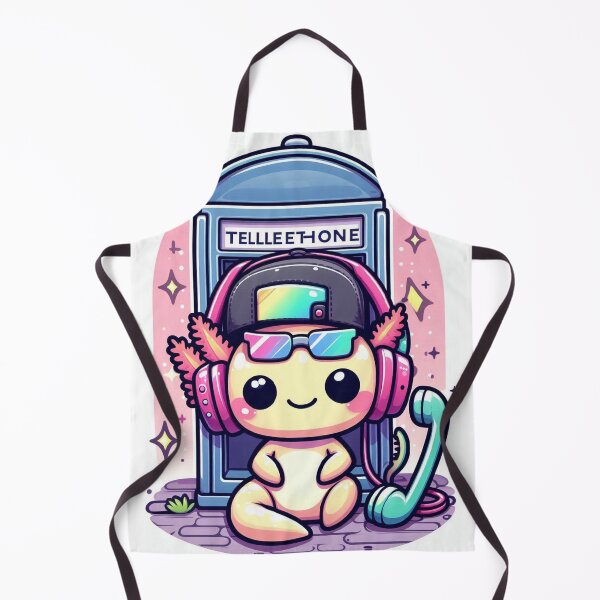 Item preview, Kawaii Axolotl Astronaut in Phone Booth – Cute Hip Hop Space Cartoon designed and sold by Mitaudesign.