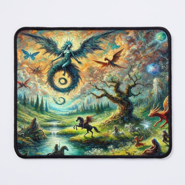 Item preview, Epic Fantasy Realm with Dragons, Magic Light and Mythical Riders designed and sold by FotoworldEdel.