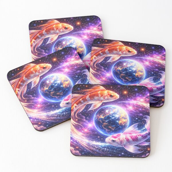 Item preview, Cosmic Koi Around Earth in Neon Galaxy Dreamscape designed and sold by CLOUTKULT.