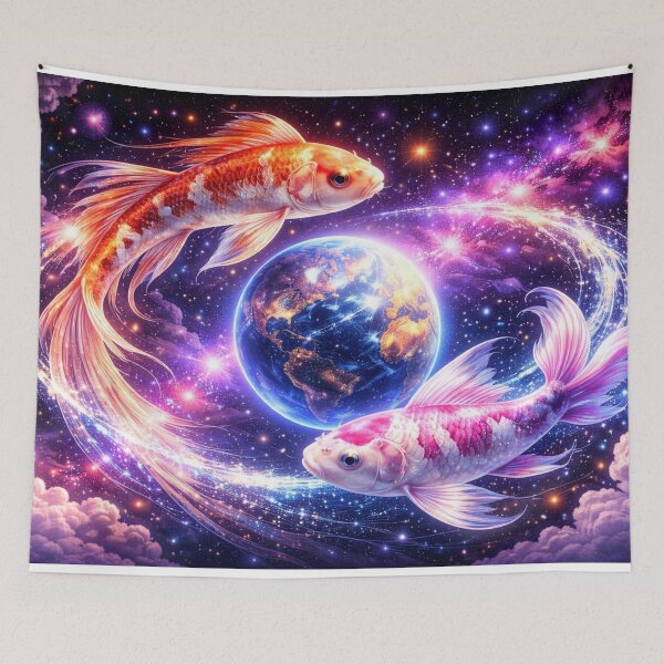 Item preview, Cosmic Koi Around Earth in Neon Galaxy Dreamscape designed and sold by CLOUTKULT.