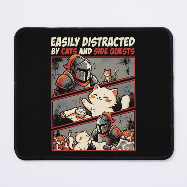 Item preview, Easily Distracted by Cats and Side Quests Knight Gamer Cat designed and sold by DesignsByAnett.