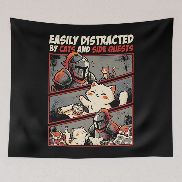 Item preview, Easily Distracted by Cats and Side Quests Knight Gamer Cat designed and sold by DesignsByAnett.