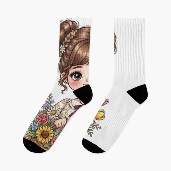 Item preview, The girl was carrying a basket of flowers. designed and sold by PP&RAINBOW SHOP.