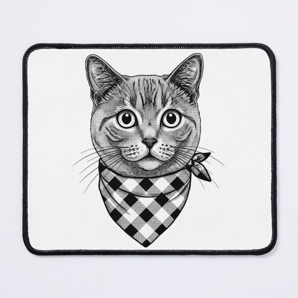 Item preview, Cool Grey Tabby Cat Portrait Wearing Plaid Bandana designed and sold by TeeARTHY.