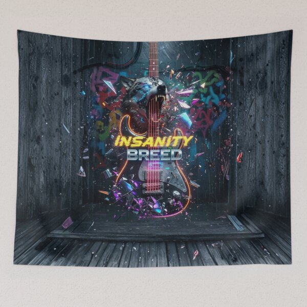 Item preview, INSANITY BREED // CYBER NEON GUITAR WOLF designed and sold by INSANITYBREED.