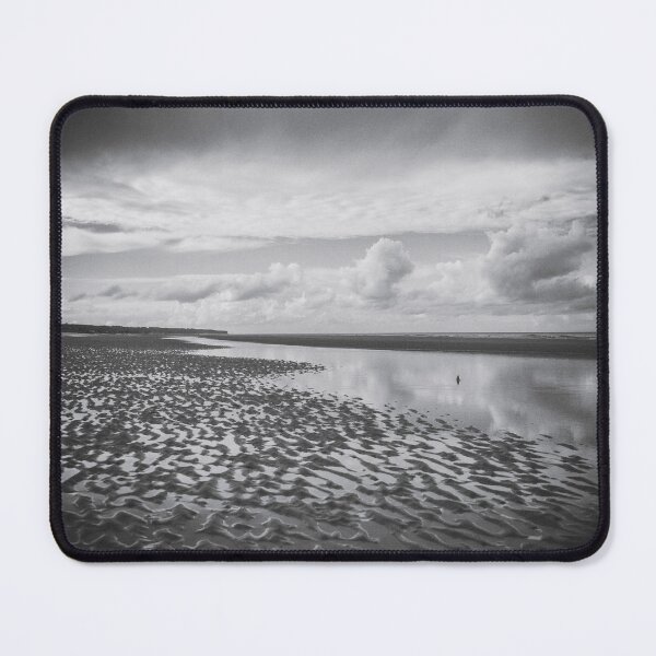 Item preview, Light playing on water coastal beach atmospheric landscape black and white photograph poster art print designed and sold by Astrid Arkhangelsky.