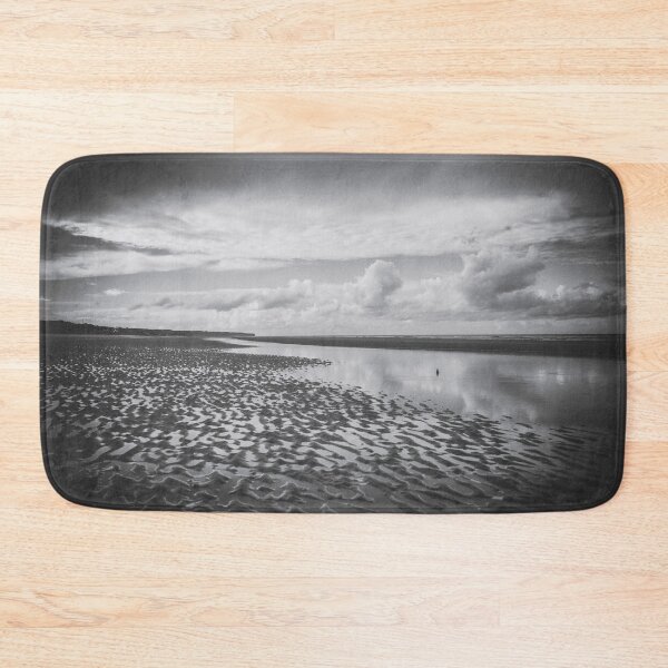 Item preview, Light playing on water coastal beach atmospheric landscape black and white photograph poster art print designed and sold by Astrid Arkhangelsky.