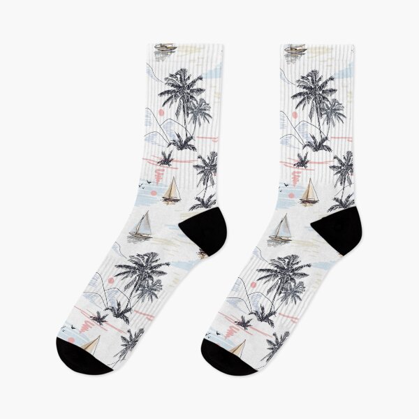 Item preview, Coconut palm, sailboat, mountains and sea - Icon Pattern designed and sold by PrintableTravel.