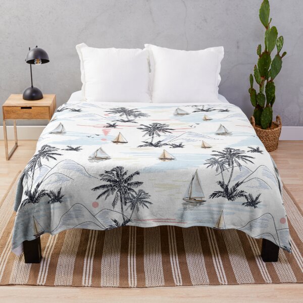 Item preview, Coconut palm, sailboat, mountains and sea - Icon Pattern designed and sold by PrintableTravel.