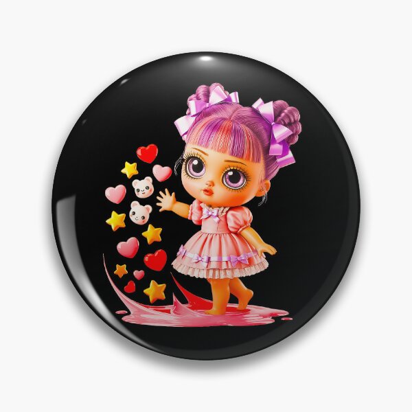 Item preview, Kawaii Pink Doll With Hearts Stars And Bows designed and sold by Amanda's Factory.