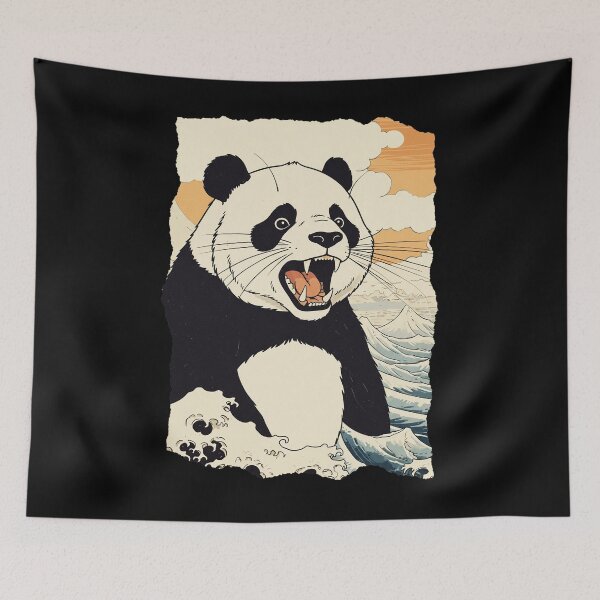 Item preview, Angry Panda Wave Japanese Style Illustration designed and sold by JEFDodsonArt.