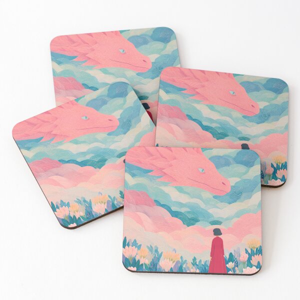 Item preview, Dreamy Fantasy Landscape with Pink Dragon and Girl designed and sold by BobaBunny76.