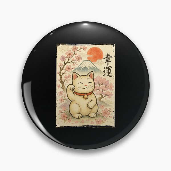 Item preview, Maneki Neko Lucky Cat Japanese Cherry Blossom Vintage Style designed and sold by titanlevi.