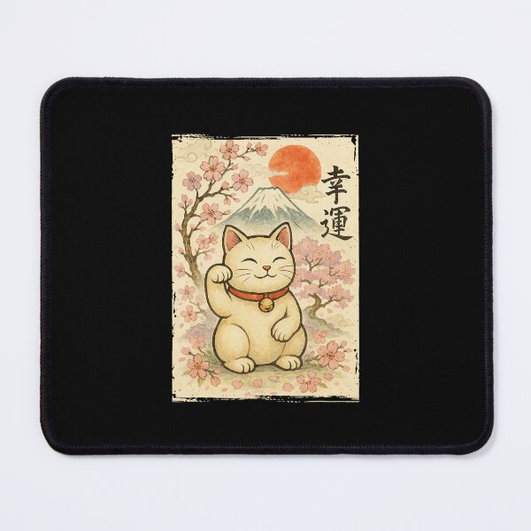 Item preview, Maneki Neko Lucky Cat Japanese Cherry Blossom Vintage Style designed and sold by titanlevi.
