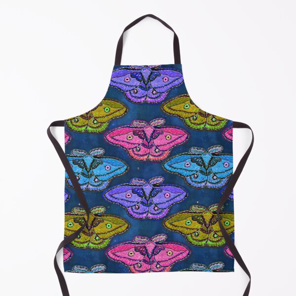 Item preview, Embroidered moths on denim designed and sold by beesocks.