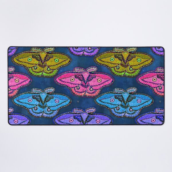 Item preview, Embroidered moths on denim designed and sold by beesocks.