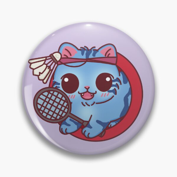 Item preview, Blue Derpy Cat Badminton Player – Cute Sport Kawaii Illustration designed and sold by BGMeYou.