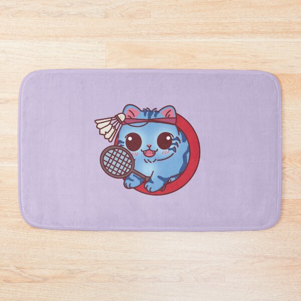 Item preview, Blue Derpy Cat Badminton Player – Cute Sport Kawaii Illustration designed and sold by BGMeYou.