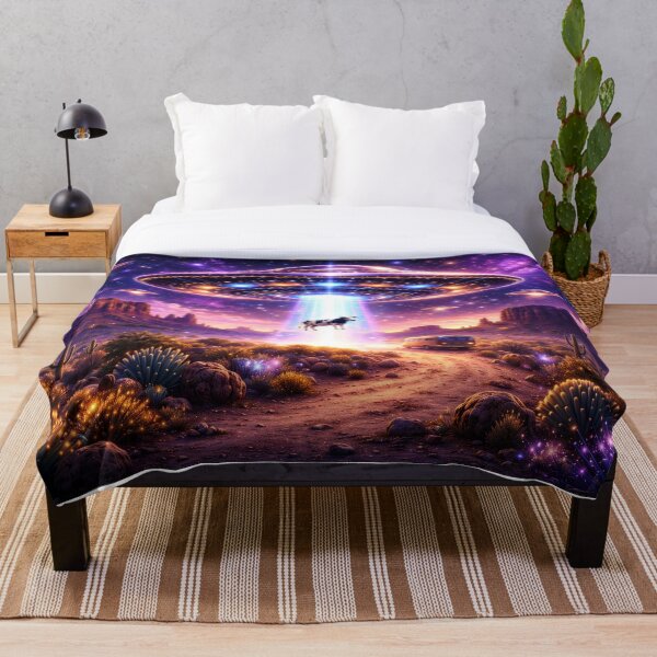 Item preview, UFO Cow Abduction in Cosmic Desert Dreamscape designed and sold by CLOUTKULT.