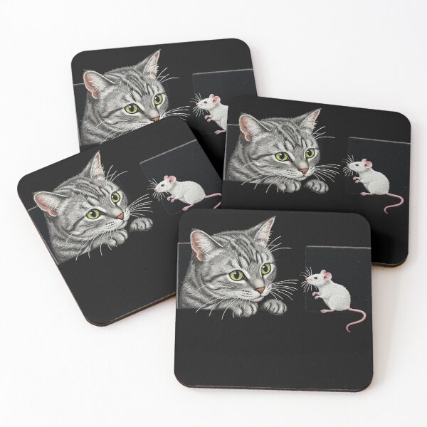 Item preview, Tabby Cat and White Mouse Peeking   designed and sold by TeeARTHY.