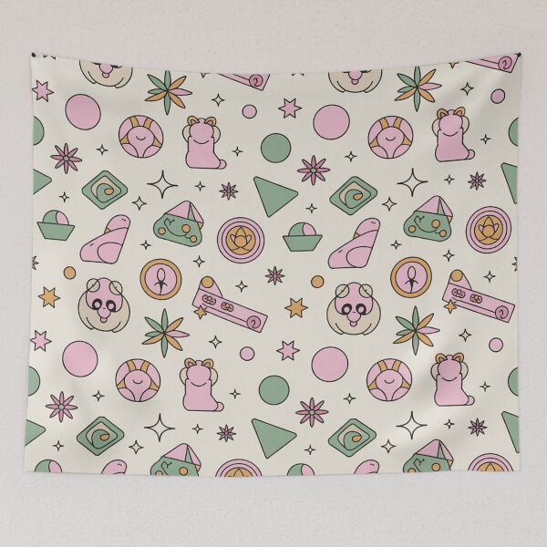 Item preview, Kawaii Yoga Bunny Lotus Seamless Pattern - Pastel Whimsical Cute Repeat designed and sold by Midnight Veil Designs.