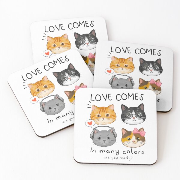 Item preview, Love Comes in Many Colors - Cute Kawaii Cats designed and sold by pawcuddle.