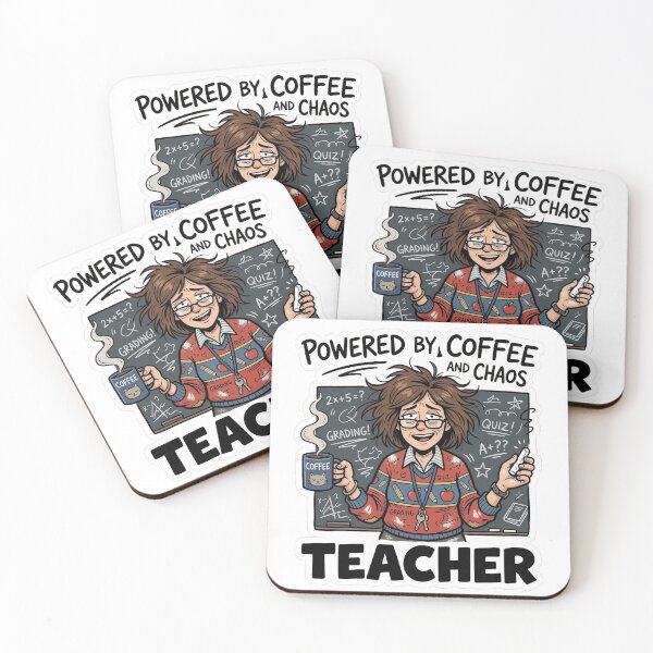Item preview, Powered By Coffee And Chaos - Funny Teacher Gift designed and sold by EKHOAISTORE.
