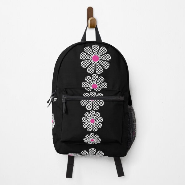 Item preview, 60's 70's Retro Black and White Checkerboard Flowers Pink Centers designed and sold by MellowCat.
