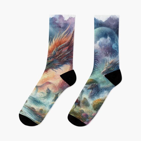 Item preview, Majestic Realistic Dragons in a Cosmic Fantasy Landscape with Rider designed and sold by FotoworldEdel.