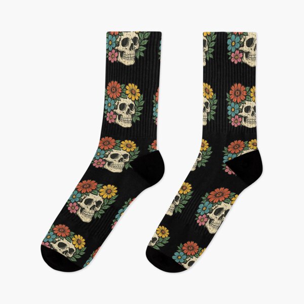 Item preview,  Skull Wearing Vibrant Flower Crown Botanical   designed and sold by TeeARTHY.