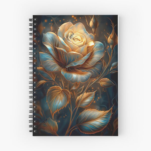 Item preview, Luminous Rose in Blue and Gold on Black designed and sold by MargaretWiktor.