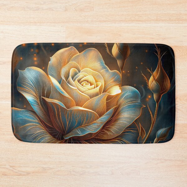 Item preview, Luminous Rose in Blue and Gold on Black designed and sold by MargaretWiktor.