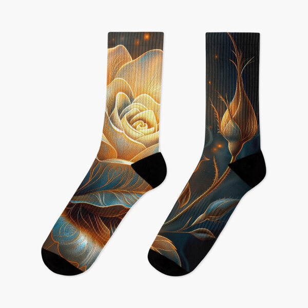 Item preview, Luminous Rose in Blue and Gold on Black designed and sold by MargaretWiktor.