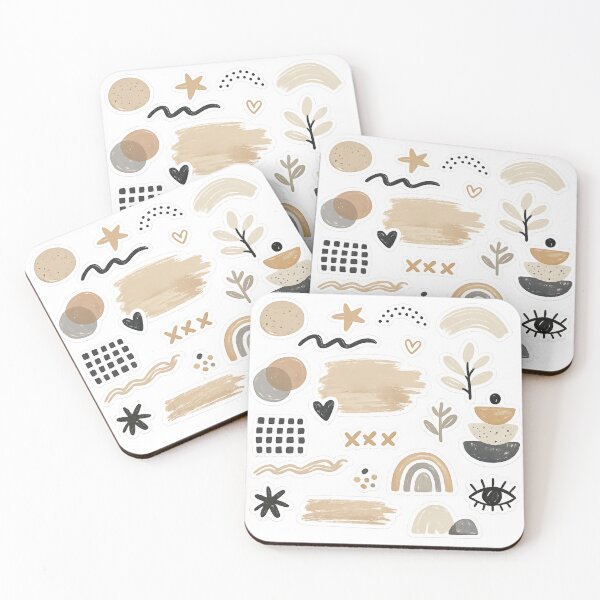 Item preview, Aesthetic Boho Abstract Shapes Sticker Pack - Earthy Neutrals designed and sold by irfanshikh.
