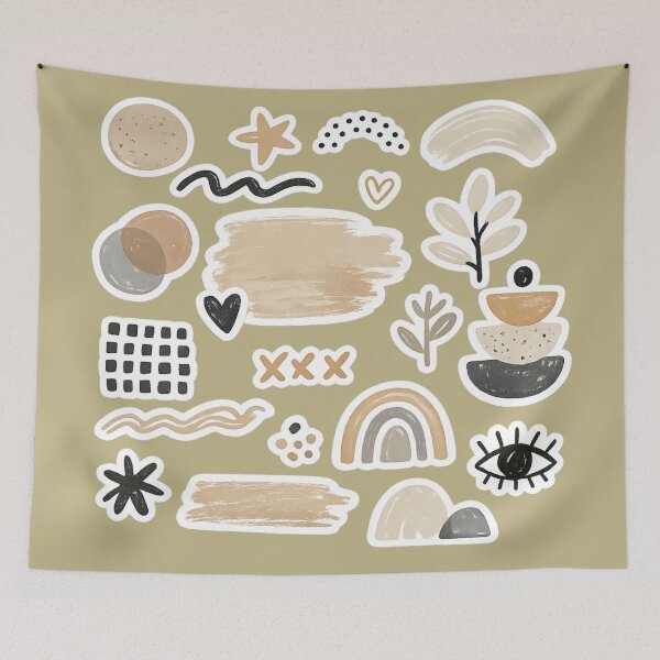 Item preview, Aesthetic Boho Abstract Shapes Sticker Pack - Earthy Neutrals designed and sold by irfanshikh.