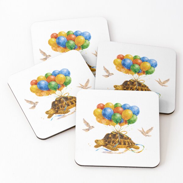 Item preview, Happy Birthday flying Sulcata turtle with balloons designed and sold by Sulcata Studio.