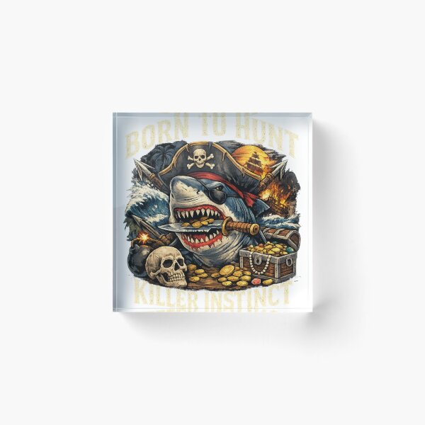 Item preview, Pirate Shark Born To Hunt Killer Instinct Funny Aggressive Ocean Predator Design designed and sold by Wear Sculpt.