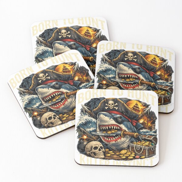 Item preview, Pirate Shark Born To Hunt Killer Instinct Funny Aggressive Ocean Predator Design designed and sold by Wear Sculpt.